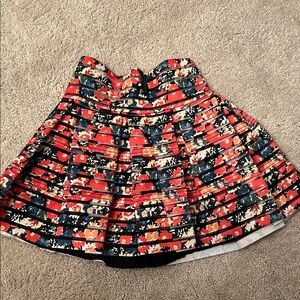Vibrant Floral Kids Skirt - Red and Black